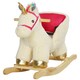 image 1 of AIYAPLAY Rocking Horse, Unicorn Rocking Horse with Realistic Sounds, Safety Belt, Wooden Base, Plush Ride on Unicorn, for Ages 18-36 Months, Cream White