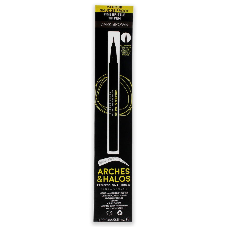 image 1 of Fine Bristle Tip Pen - Dark Brown by Arches and Halos for Women - 0.02 oz Eyebrow Pen