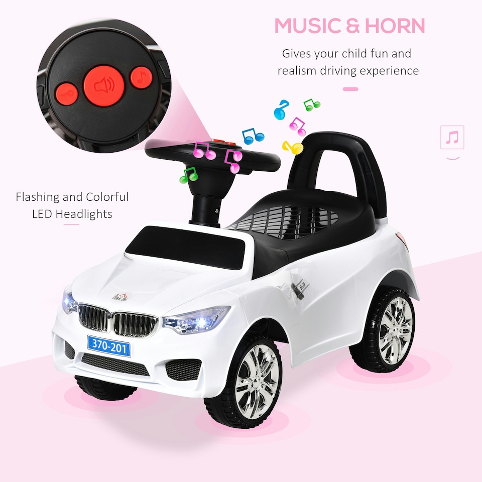 image 1 of HOMCOM Ride on Car Baby Toddler Walker Foot to Floor Sliding Car Slider White