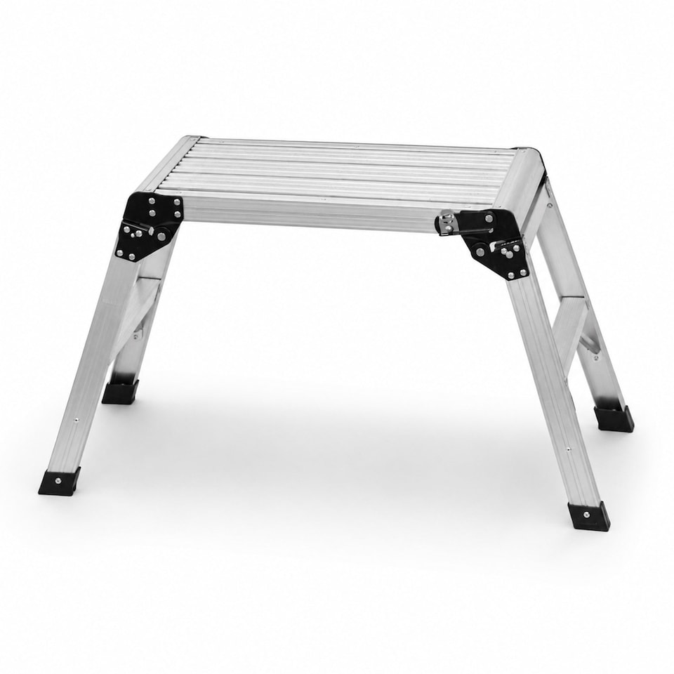 image 1 of 150kg Folding Aluminium Work Platform Step Up Bench Ladder EN131 | Silver