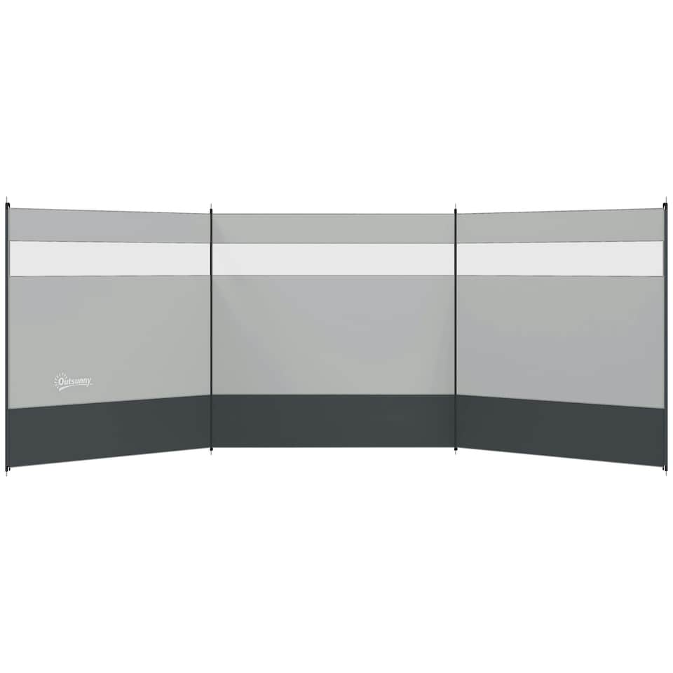 image 1 of Outsunny Camping Windbreaks with Clear Windows and Carry Bag, 440 x 140cm, Grey
