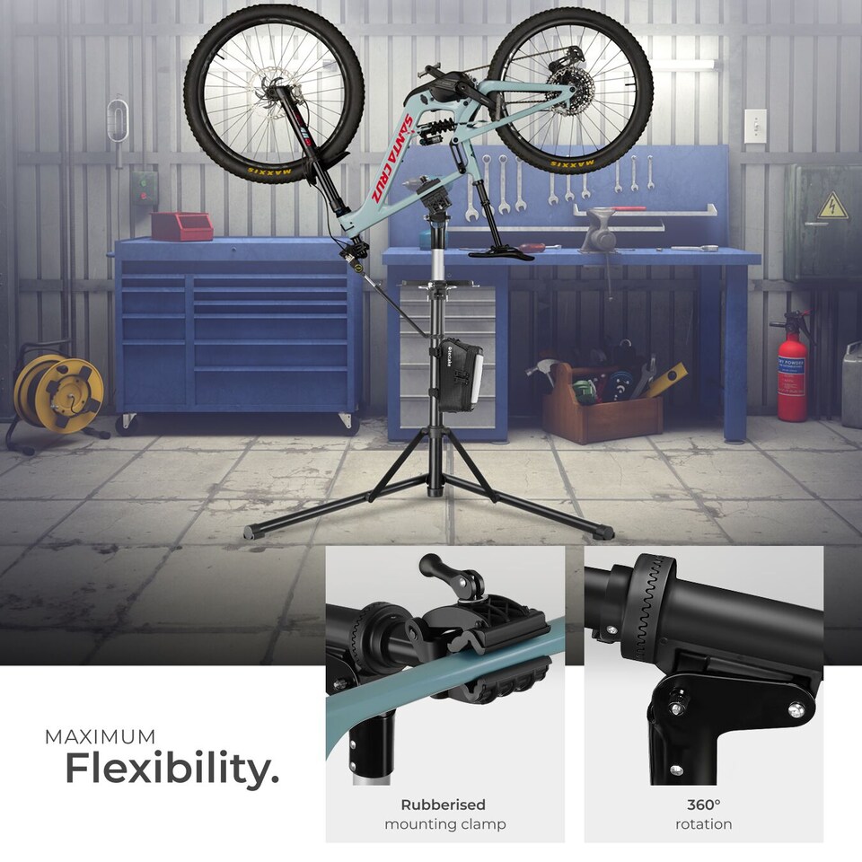 image 1 of Bicycle Repair Stand and Frame Bag Set is Folding, Lightweight and Durable | Black | black | 108 x 81 x 169 cm | 1