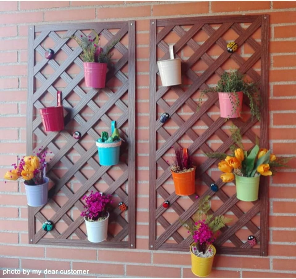 image 1 of Hanging Plant Pots Metal Flower Pot Vase Bucket Hanging Garden Planter with Drainage Hole, Balcony Home | Multi