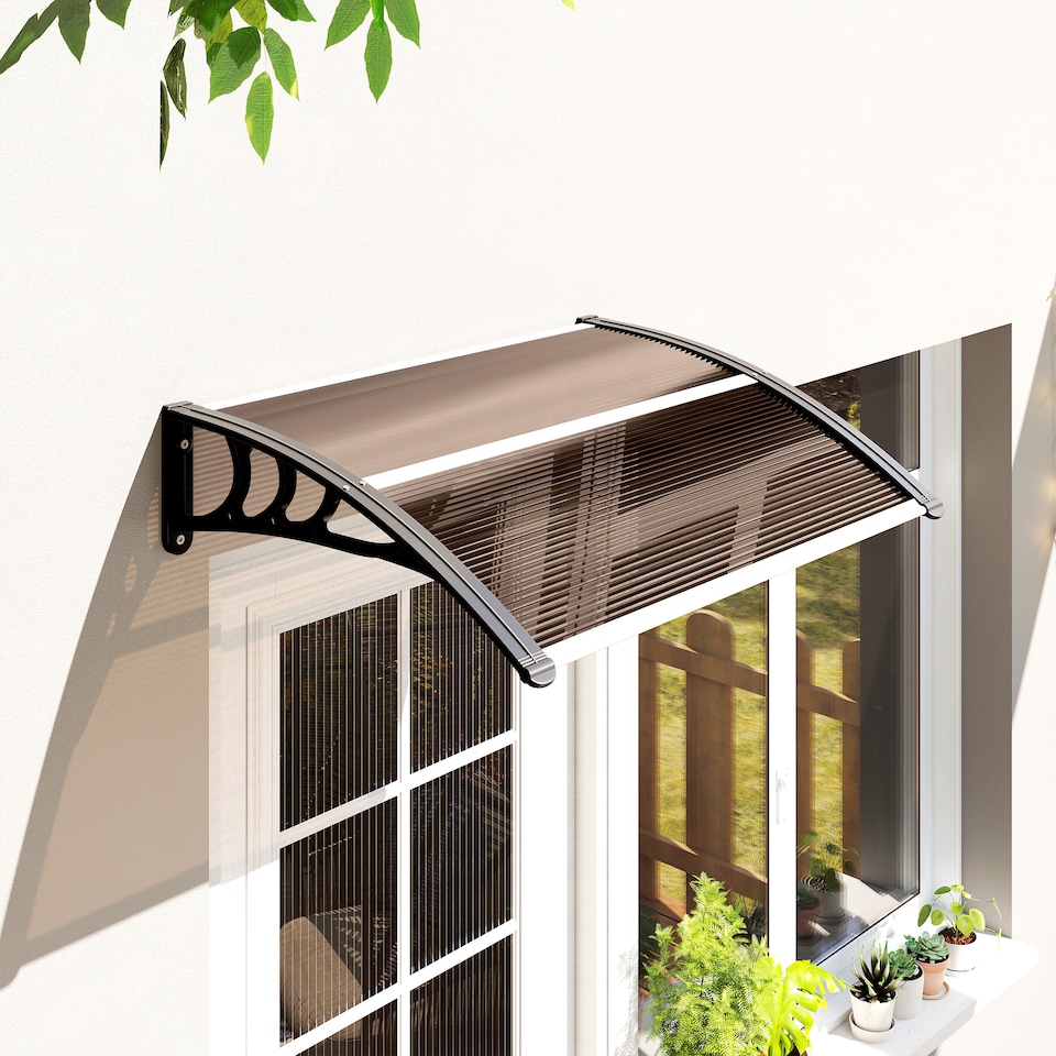 image 1 of Outsunny Outdoor Window Door Canopy with Awning Porch UV Water Cover Brown | Brown | Brown | 100 x 75 x 23 cm | 1