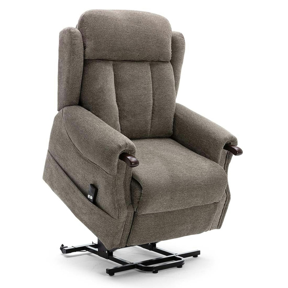 image 1 of Halton Electric Fabric Heavy Duty Single Motor Rise Recliner Lift Mobility Chair (Brown)