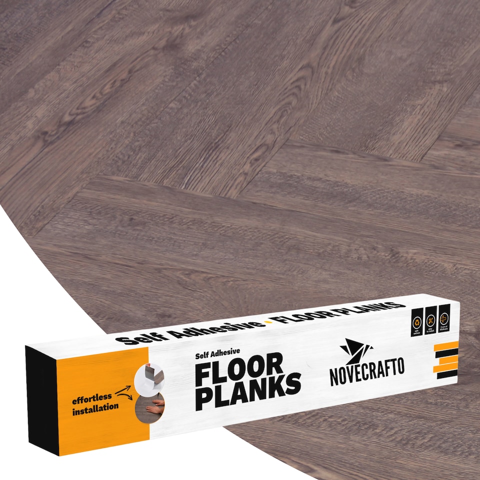 image 1 of NOVECRAFTO Self Adhesive Vinyl Floor Planks – Peel & Stick Flooring – Dark Brown Oak Effect – Easy DIY Installation – Durable & Waterproof Tiles | Brown | 4.17 sqm
