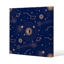 Magic night sky map (Canvas Print) / 90 x 90 x 4cm | Multi