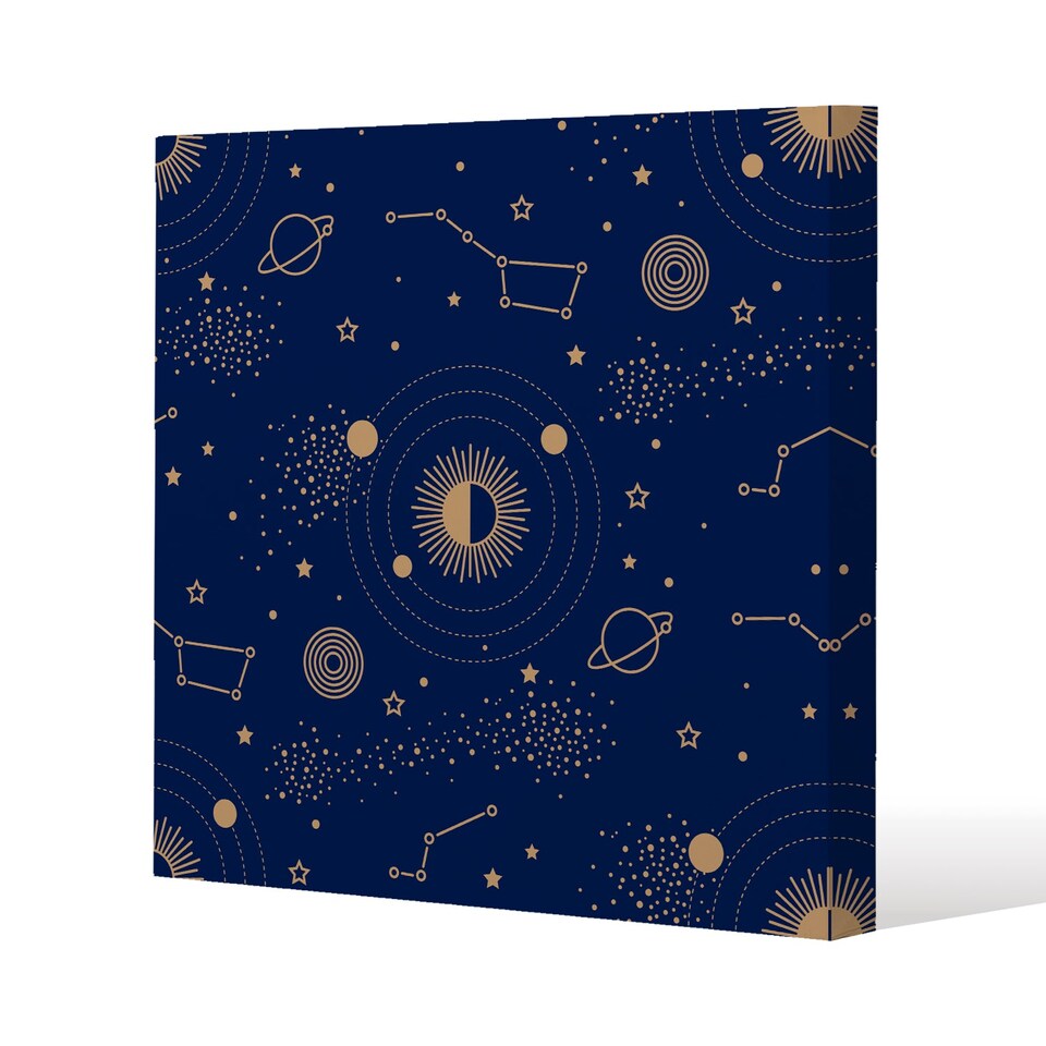 Magic night sky map (Canvas Print) / 90 x 90 x 4cm | Multi