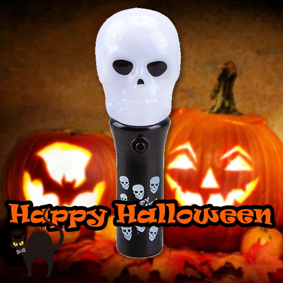 image 1 of PMS Halloween Light-Up Skull Wand Accessory, 11.3 x 4.6 cm