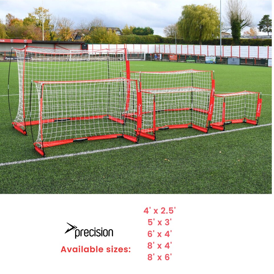 image 1 of Precision Flexi Net Goal, Heavy Duty Portable Football Goals, Fast And Easy Setup, Pro Training Design Durable Frame, Carry Bag, 8Ft X 6Ft, Red