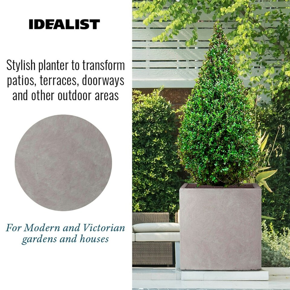 image 1 of Square Box Grey Light Concrete Garden Planter H60 L60 W60 cm, 216 ltrs Cap.