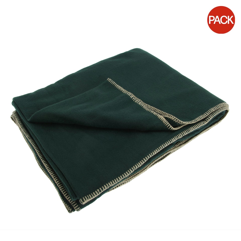 image 1 of Result Plain Warm Outdoor Fleece Blanket (330gsm) (Pack of 2) - Forest Green - One Size
