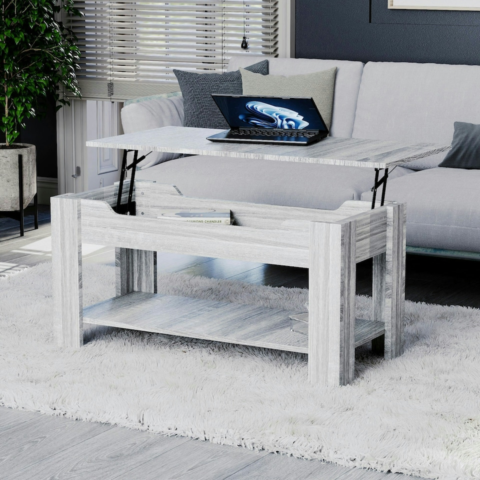 image 1 of Vida Designs Lift Up Coffee Table With Storage Compartment & Shelf, Grey Wood