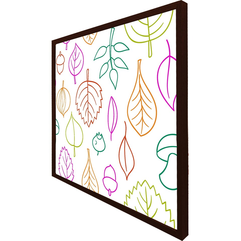 image 1 of Multi colour leaves illustration (Picture Frame) Brown | Oak | L
