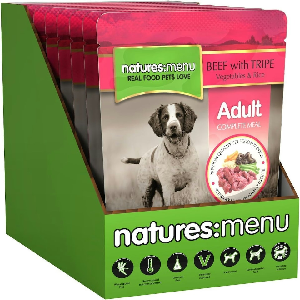 image 1 of Natures Menu Dog Pouch Adult Beef and Tripe 300g (one supplied) May Vary