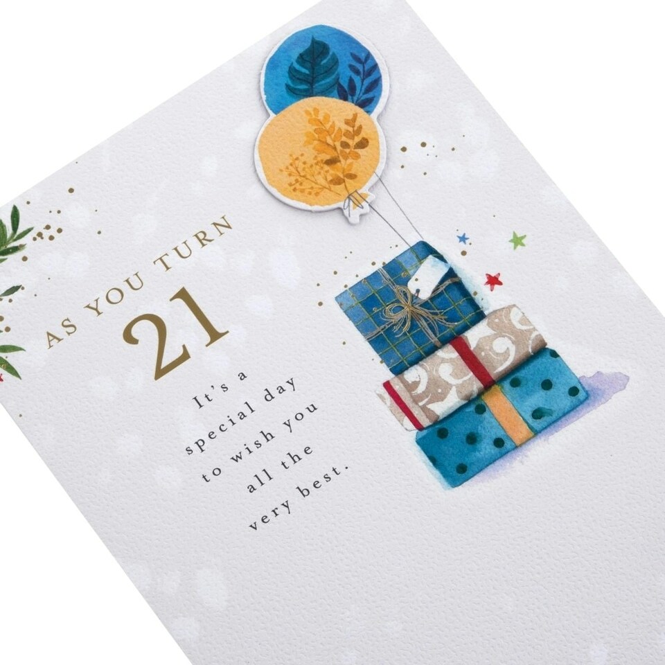image 1 of Presents & Balloons Design 21st Birthday Card