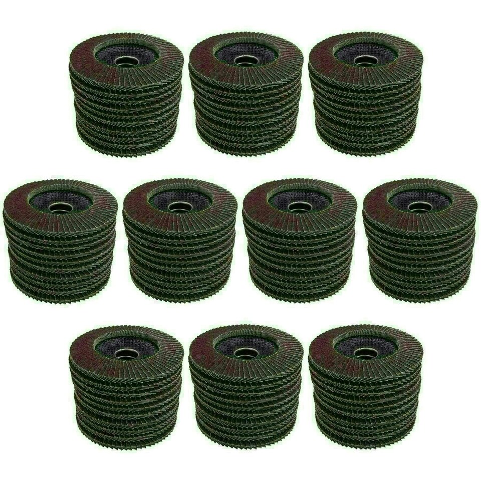 image 1 of 100 x Flap Discs 40 Grit Angle Grinder 4.5" (115mm) Flat Sanding Grinding AU025