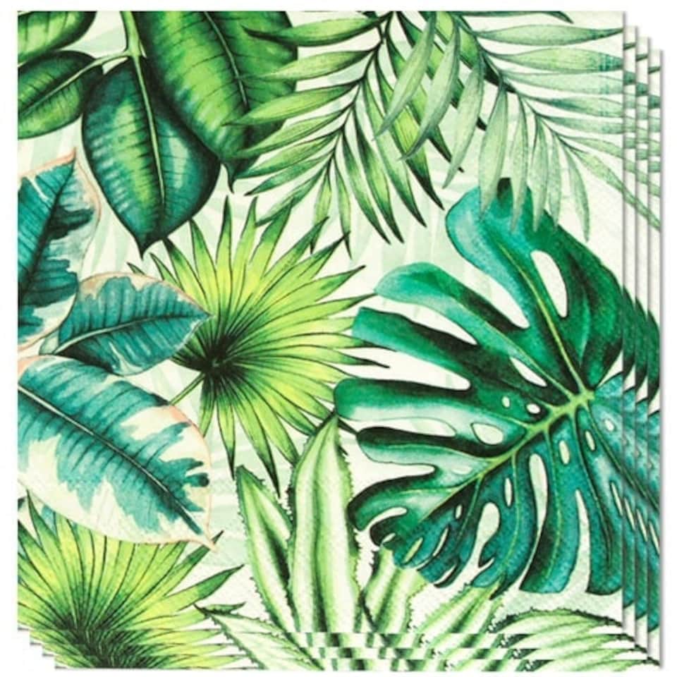 Tropical Leaves Premium Decoupage Luncheon Napkins 3 Ply 33cm - Pack of 20