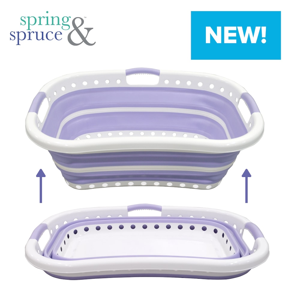 image 1 of Spring & Spruce Hip Hugging Collapsible Laundry Basket