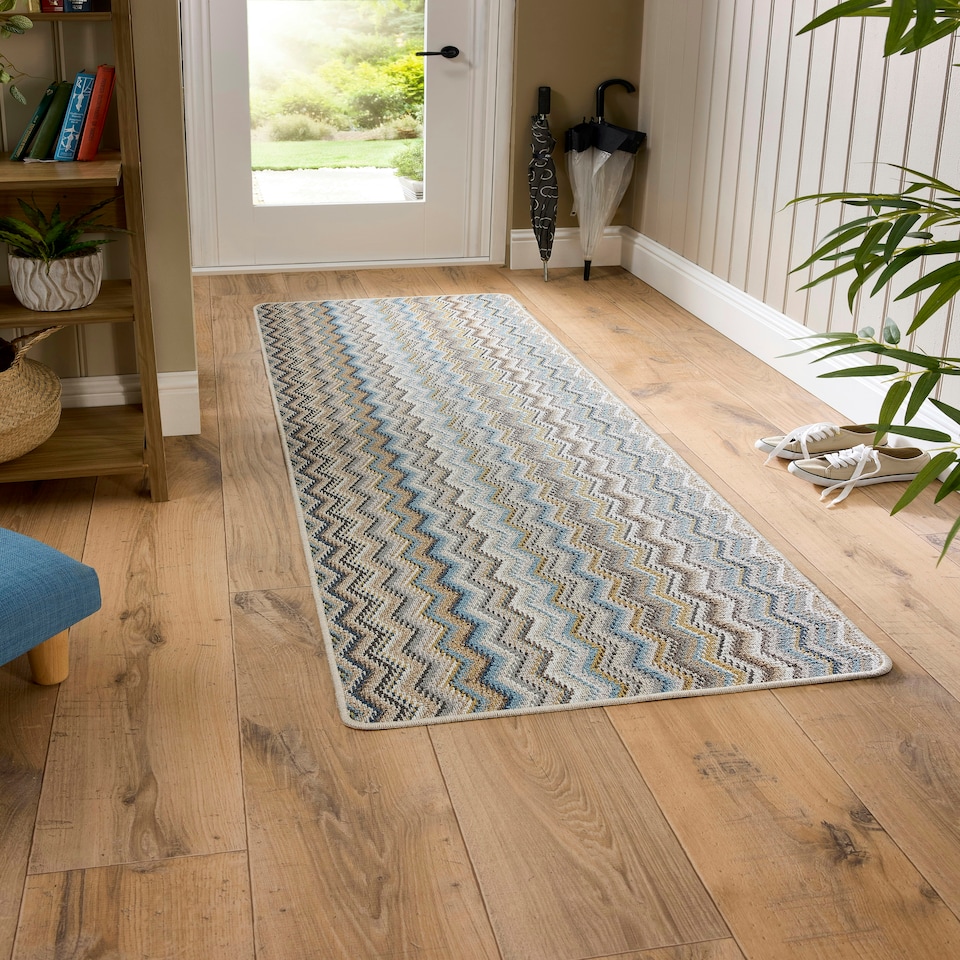 image 1 of My Stain Resistant Mat Candy Multi Natural Zig Zag 67X100