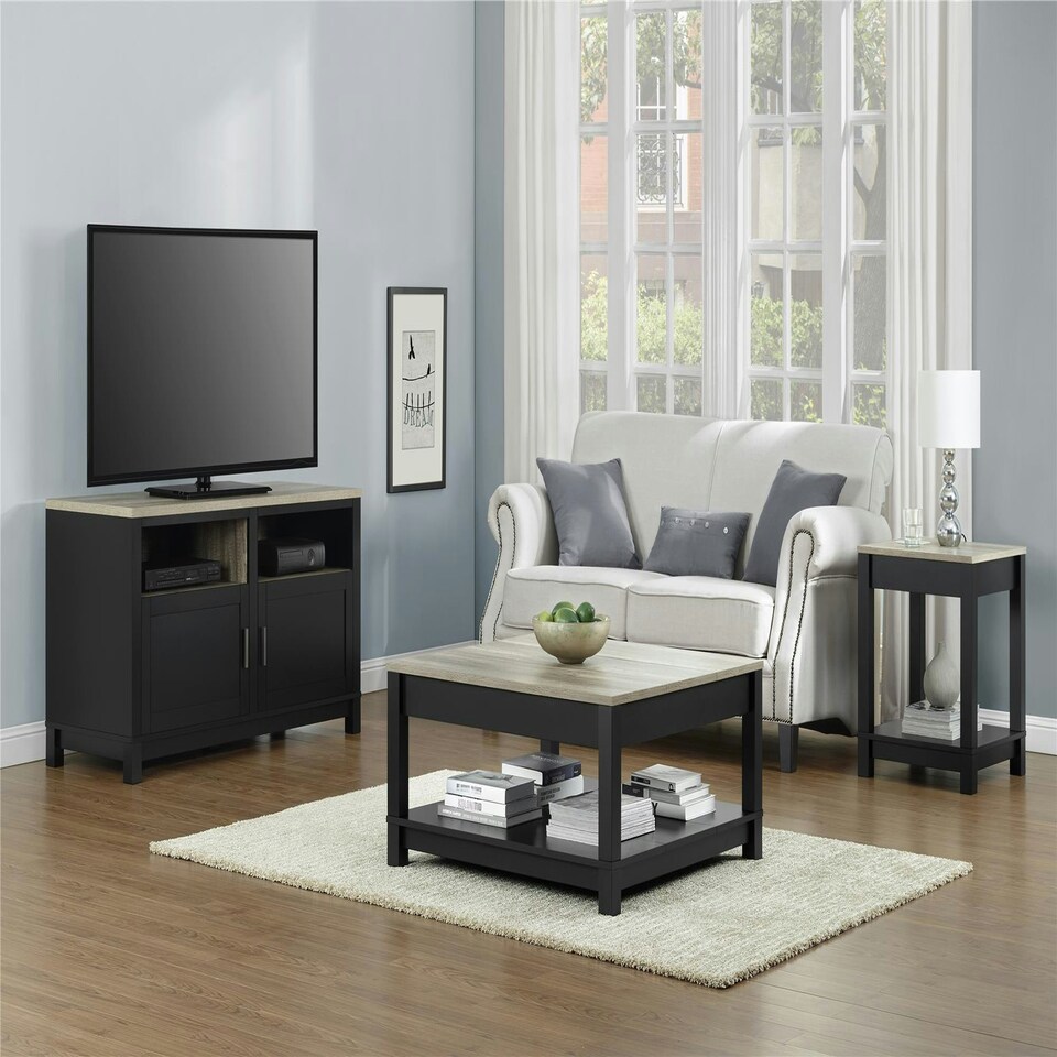 image 1 of Carver coffee table with 1 shelf in black Black | Black