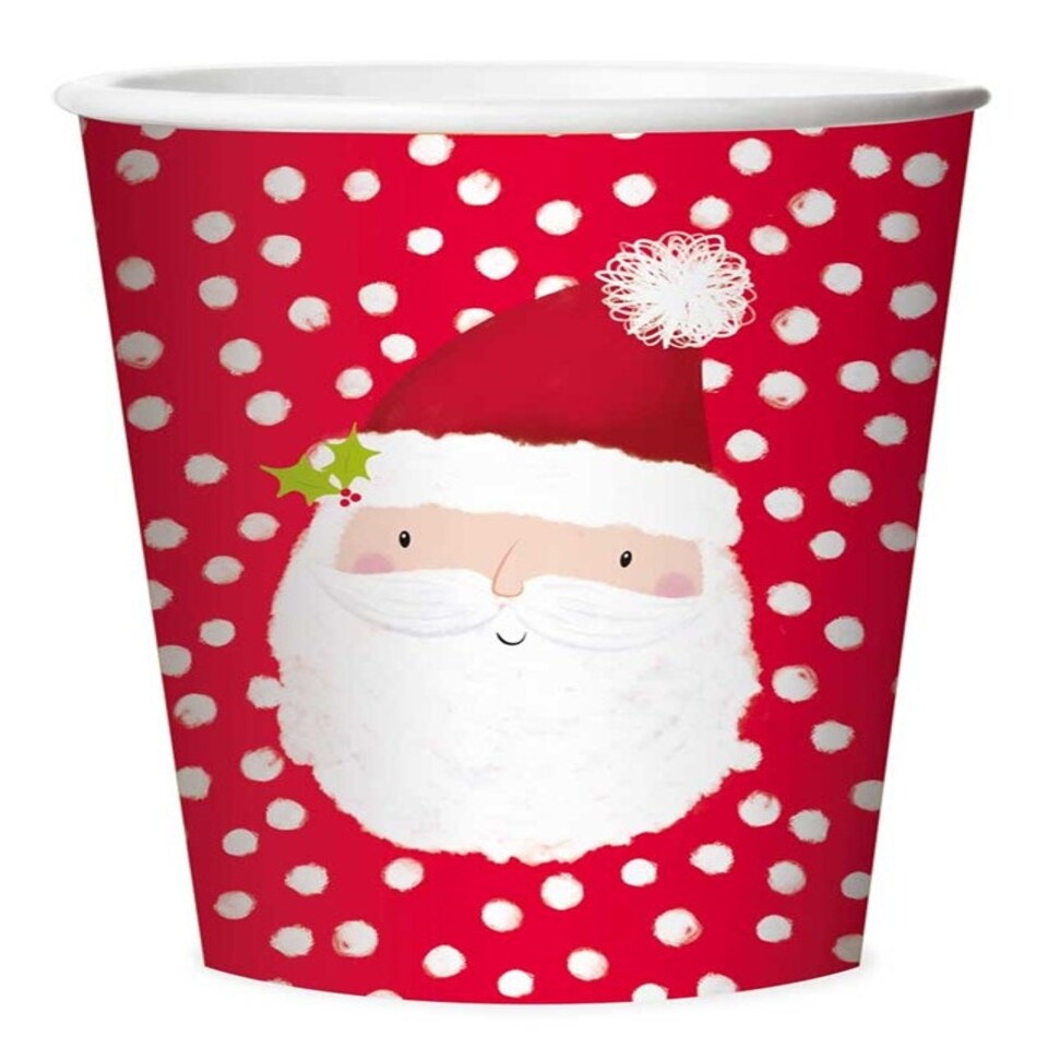 image 1 of Pack of 8 Christmas Santa Design Paper Cups