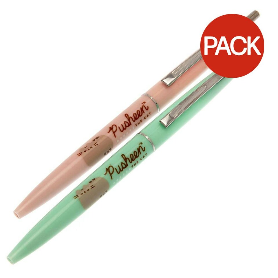Pusheen Ballpoint Pen Set (Pack of 2) - Mint Green/Pink - One Size