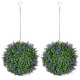 image 2 of HOMCOM Set of 2 Artificial Plant Topiary Balls, UV-protected Fake Decorative Plants, Faux Plants for Home Indoor Outdoor Decor, 27cm, Purple