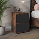 image 2 of URBNLIVING 2 Drawer Bedside Cabinet Handle Free Nightstand | Multi | Rustic Brown Carcass + Black Drawers | 1