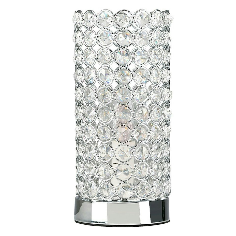 image 1 of ValueLights Ducy Dimmable Polished Silver Table Lamp and E14 Candle LED 5W Warm White 3000K Bulb Chrome