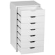 image 8 of Vinsetto Mobile Filing Cabinet, 7-drawer File Cabinet with Wheels, White