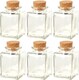 image 1 of Glass Storage Preserve Pots Jars Containers Cork Lids Kitchen Food Storage | Clear | Clear | 6x160ml Square | 6