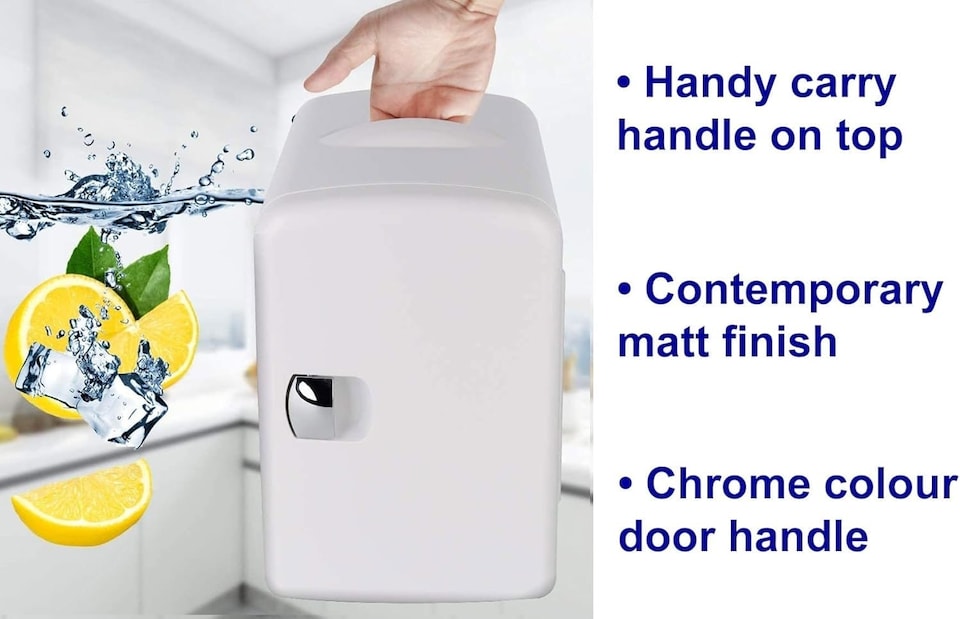 image 1 of Small Mini Fridge With UV Light Disinfection - 4 Litre / 6 can – Perfect for Skincare, Cosmetics, Food or Drink - Bedroom, Car or Games Room - Cools & Warms | White