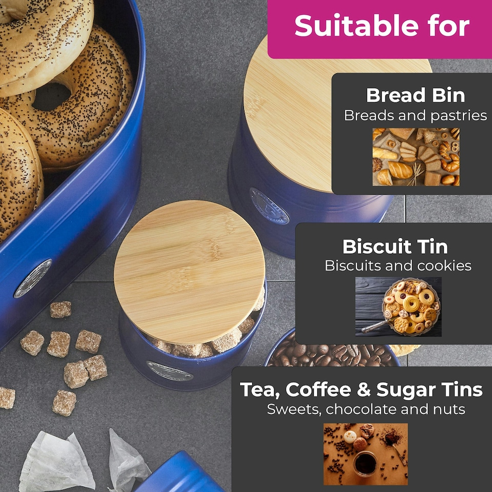 image 1 of Navy Scandinavian 5 Piece Kitchen Canister Set