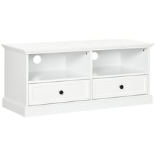 HOMCOM Modern TV Unit Cabinet for TVs up to 45 Inches, TV Stand with Drawers, Open Shelves, Cable Holes for Living Room, White