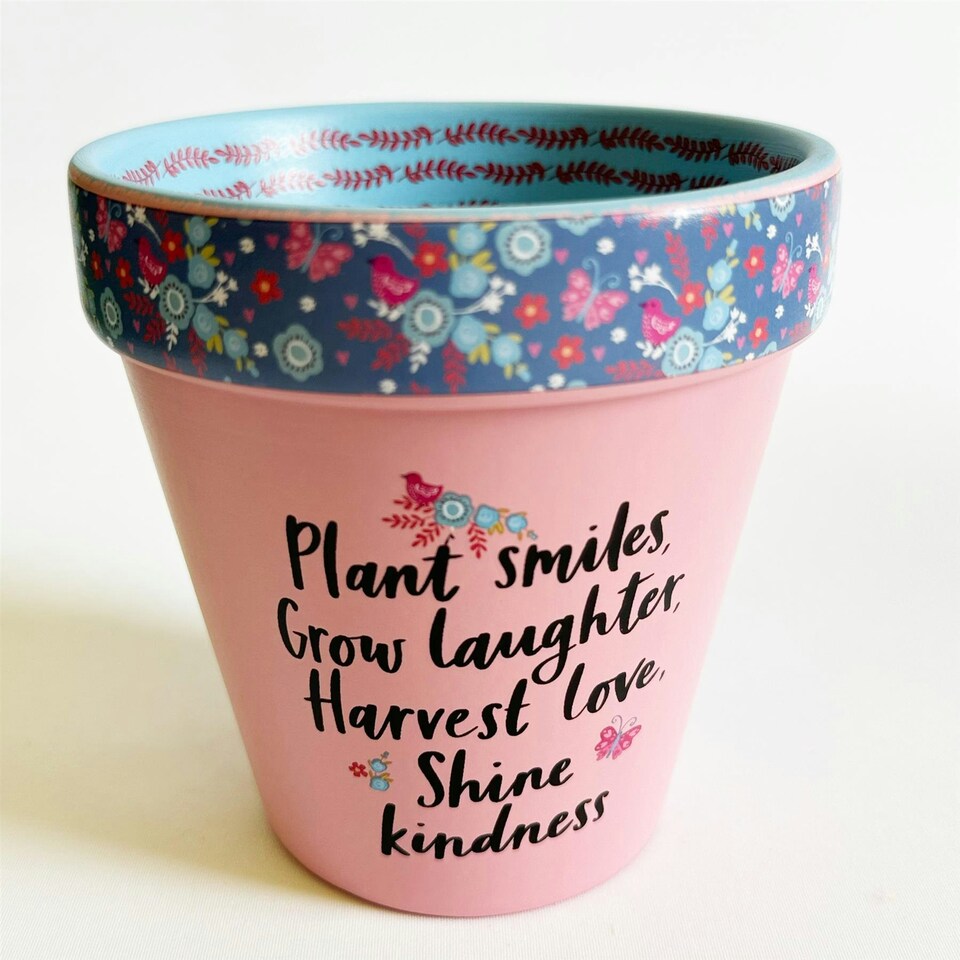 Love Plants Pot Ceramic Growing Garden Plant Smiles, Grow Laughter N/A