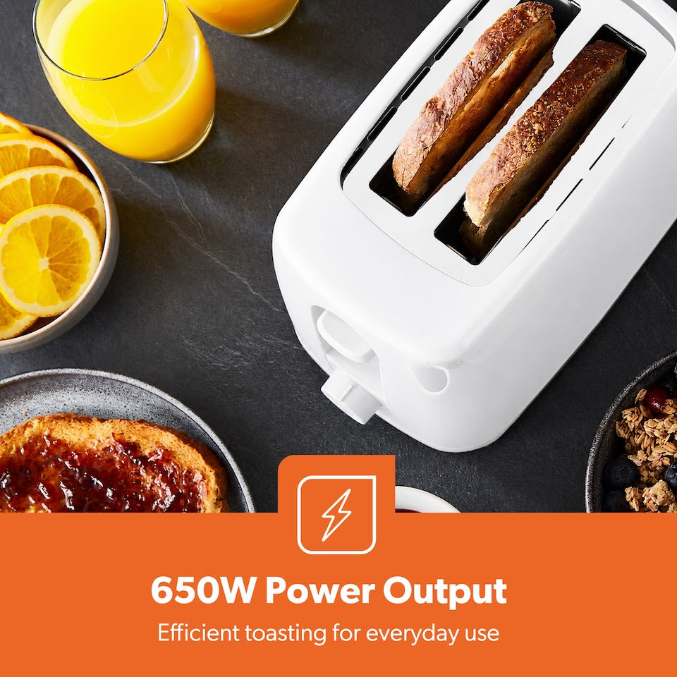 image 1 of GEEPAS 2 Slice Toaster 650W - White