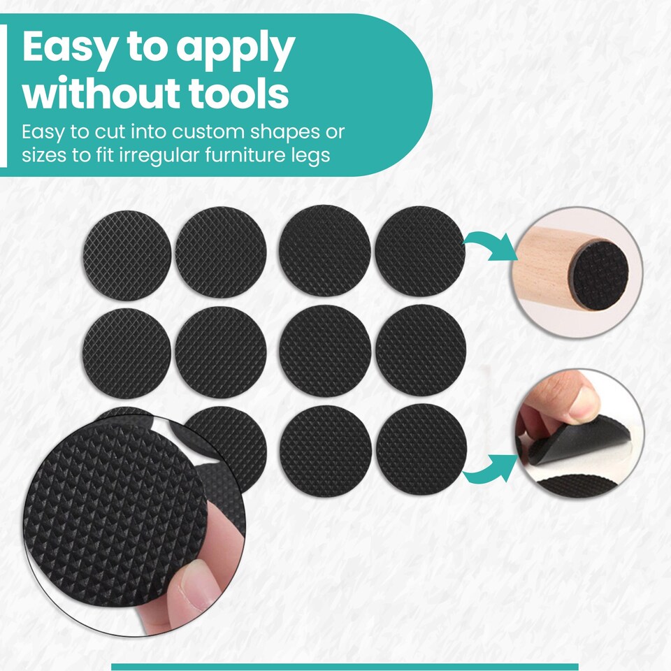 image 1 of 22mm Black Round Foam Furniture Pads, Floor Protectors - 2pcs