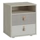 image 1 of Denim 2 Drawer Bedside Cabinet in Light Walnut, Grey Fabric Effect and Cashmere