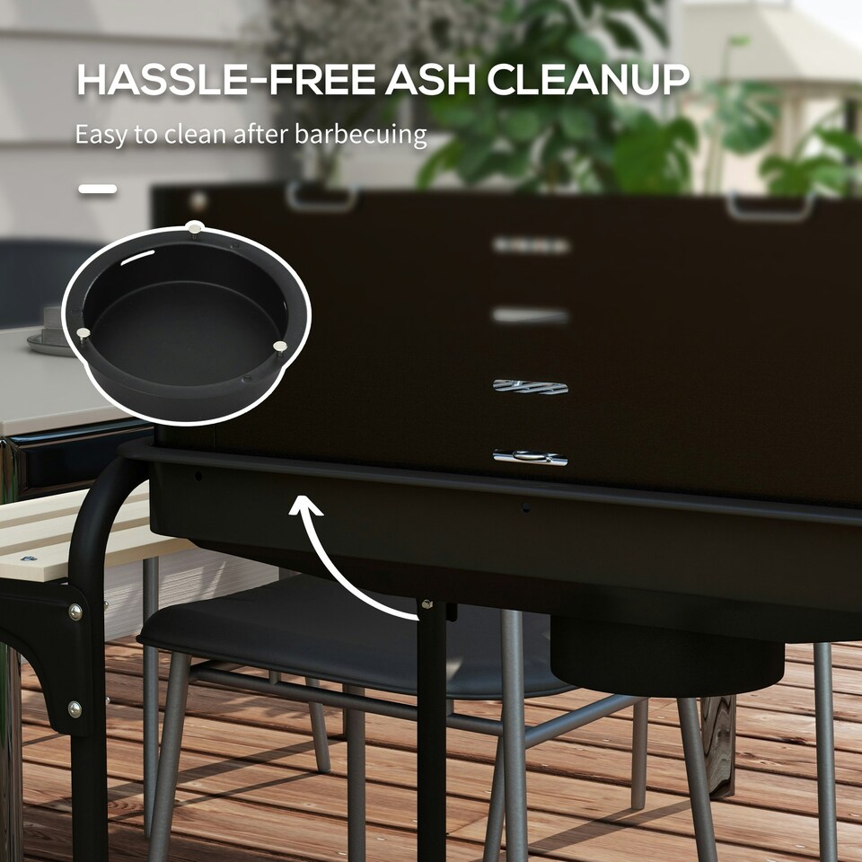 image 1 of Outsunny Charcoal Barbecue BBQ Grill Trolley W/ 5-level Grill Height Ash Catcher