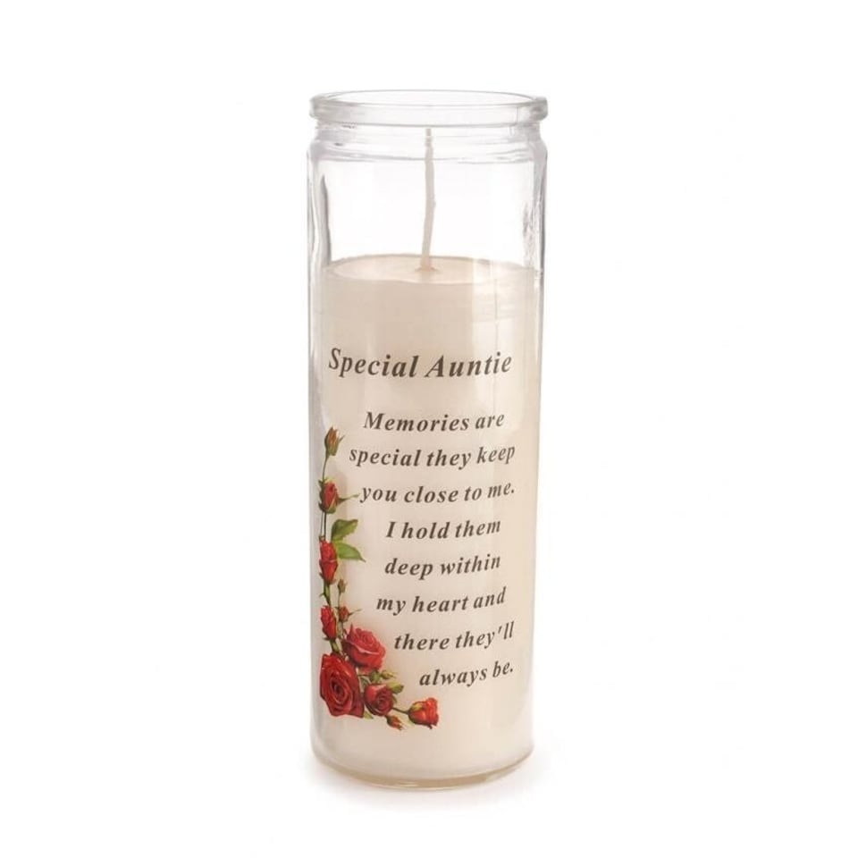 David Fischhoff Memorial Glass Candle - Special Auntie | White