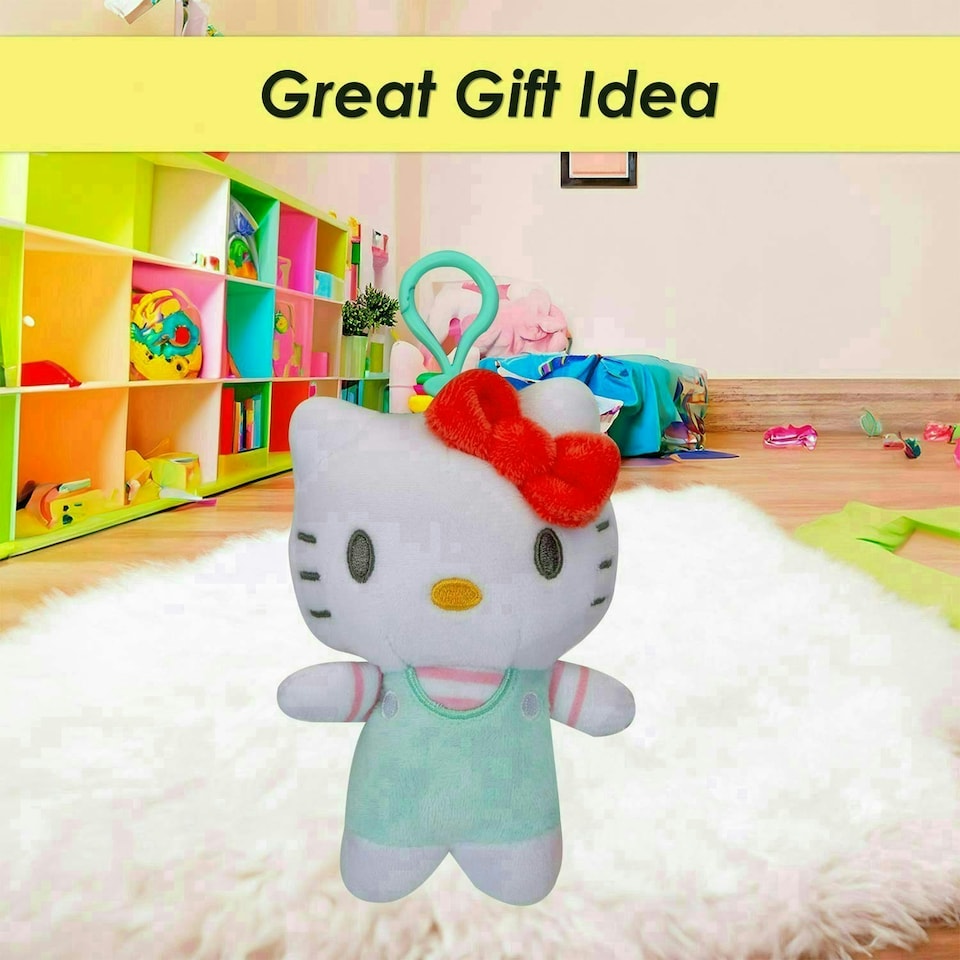 image 1 of Hello Kitty Soft Toy Clip On Kitty Cute Plush Huggable Cuddly 12cm Blue