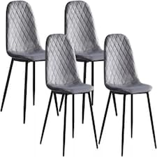 Alivio Set of 4 Velvet Dining Chairs Fabric Upholstered seat (Grey)