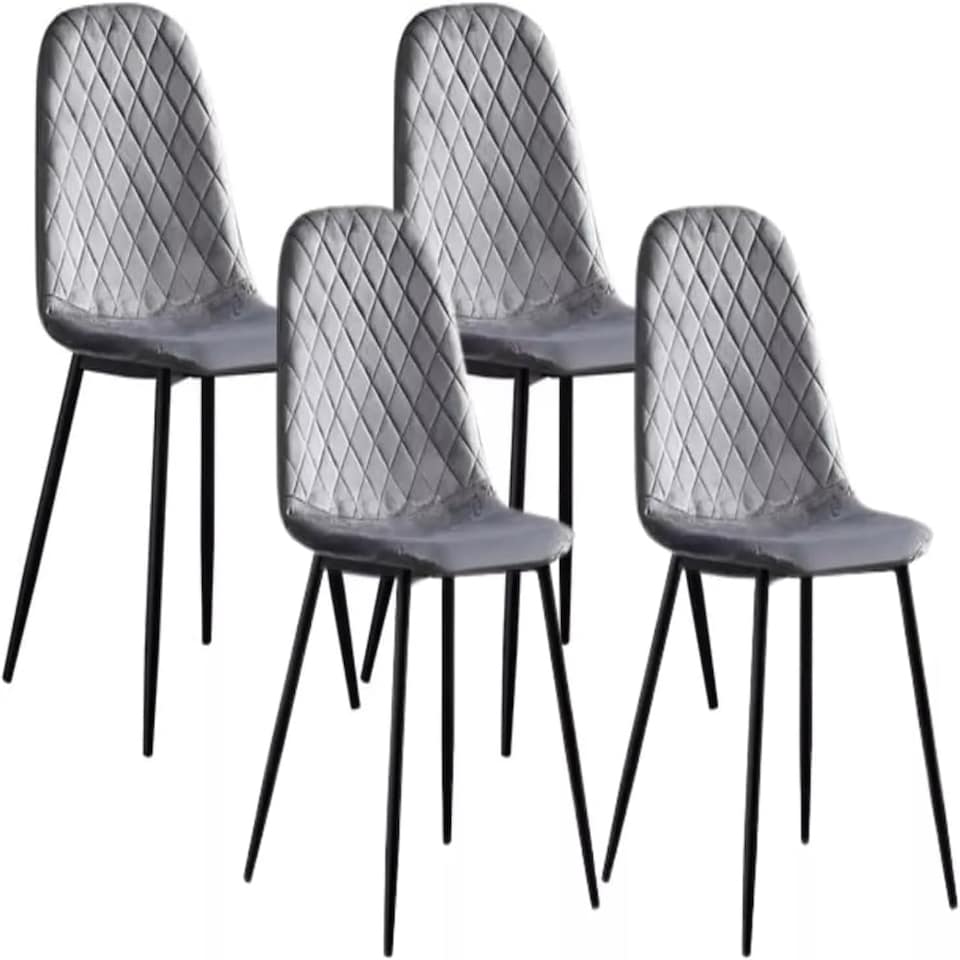 image 1 of Alivio Set of 4 Velvet Dining Chairs Fabric Upholstered seat (Grey)