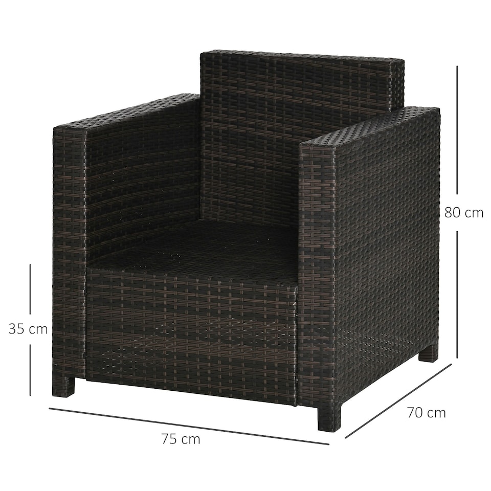image 1 of Outsunny Garden Patio Rattan Wicker Furniture Single Cube Chair Sofa Outdoor Grey