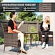 image 3 of Outsunny 3 Pieces Rattan Bistro Set, Wicker Garden Furniture Set with 2 Tier Coffee Table and Chairs, Cushions, for Outdoor Patio Balcony, Brown