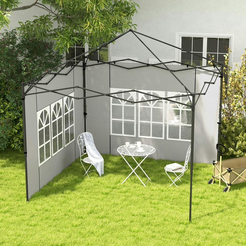 image 1 of Outsunny Gazebo Side Panels for 3x3(m) or 3x6m Gazebo Canopy, 2 Pack, White