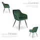 image 3 of Dining Chair Marilyn - with armrests, padded, velvet look, black steel legs | Green | dark green / black | 1