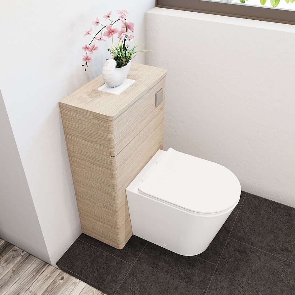 image 1 of Balterley Contemporary Compact Bathroom Rectangular WC Toilet Unit | Brown | Solace Oak | 1