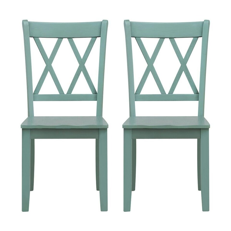 image 1 of COSTWAY Set of 2 Dining Chairs Wooden Armless Chairs Green